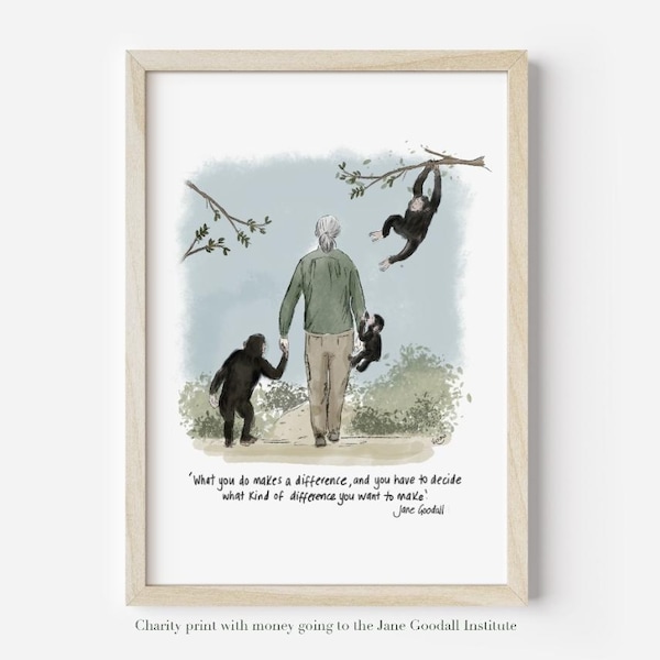 Impresión A5 benéfica de Jane Goodall
