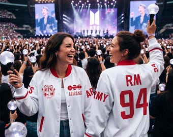 BTS Custom Baseball Jacket, V-Neck Long Sleeve Personalized Bangtan Jersey, Bangtan World Tour 2026 Concert Merch Outfit, Kpop Gift For Army
