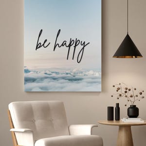 Poster - Wandbild mit Text: "be happy" - digitaler Download