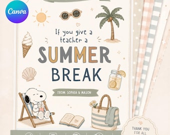 If You Give A Teacher A Summer Break Gift Personalized Card Booklet Teacher Appreciation Week Idea DIY Downloadable Edit Print At Home