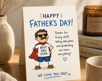Funny Father’s Day Card Printable | Best Dad Ever Card | Digital Download Fathers Day Gift From Kids | Cute Dad Joke Card