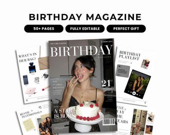 Birthday Magazine Template Canva, Personalized Birthday Gift for Best Friend, Editable Vogue Magazine, Bestie Sister Gift for Her