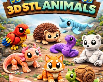 70+ Articulated 3D STL Animal Models Bundle Poseable  Printable Toys