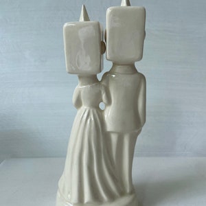 Robot couple Handmade ceramic Wedding Cake Topper image 5