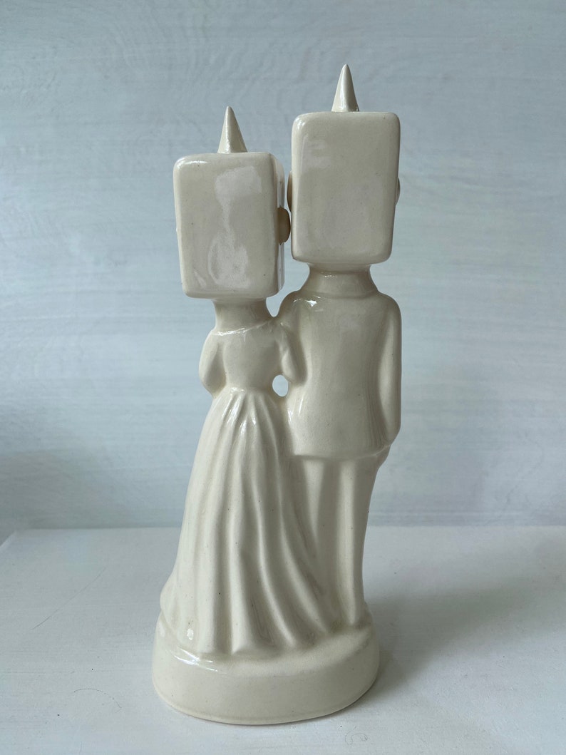 Robot couple Handmade ceramic Wedding Cake Topper image 5