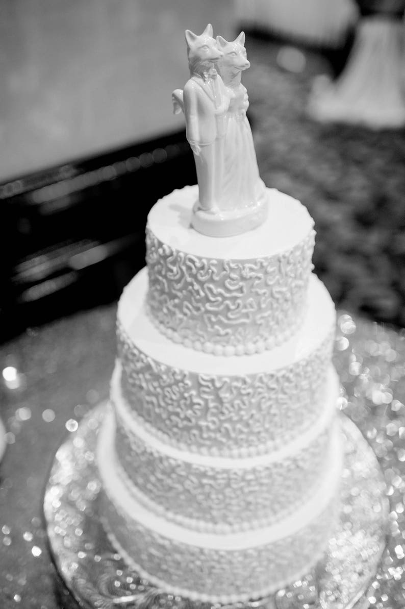 Robot couple Handmade ceramic Wedding Cake Topper image 9