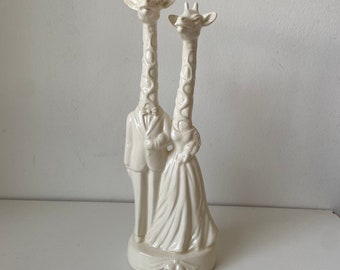 Giraffe couple Handmade ceramic Wedding Cake Topper