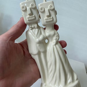 Robot couple Handmade ceramic Wedding Cake Topper image 3