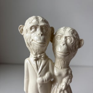 Chimpanzee couple Handmade ceramic Wedding Cake Topper