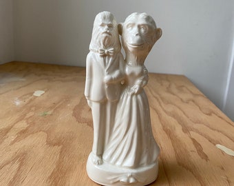 Wookie and Chimp Couple Ceramic Wedding Cake Topper