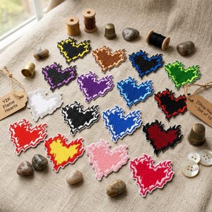 Parche Corazón de Llama, Parches Bordados Amor Ardiente para Planchar, Insignia Estética Y2K Punk Gótica DIY para Mochila, Jeans, Chaqueta, Ropa y Decoración