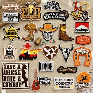 Parche vaquero del oeste, parches bordados retro para sombrero vaquero para planchar, insignia estética genial para sombrero de camionero, chaqueta, mochila y ropa.