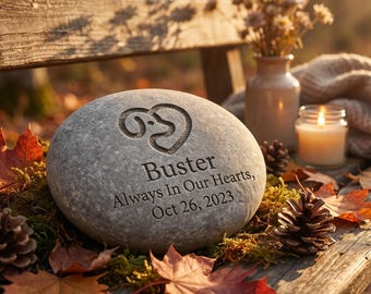 Custom Pet Grave Marker - Engraved Stone with Name and Dates - Dog Memorial Gift - Cat Remembrance Stone - Outdoor Memorial