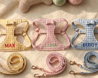 Arnés para perros personalizado, arnés bordado a medida, conjunto de accesorios para perros, ideas de regalos de cumpleaños para perros, nombre de perro personalizado
