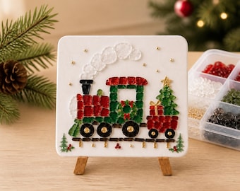 Christmas Sea Glass Art DIY Kit, Santa and Snowman Art Design, Make Your Own Christmas Decor, Holiday Gift for Beginners