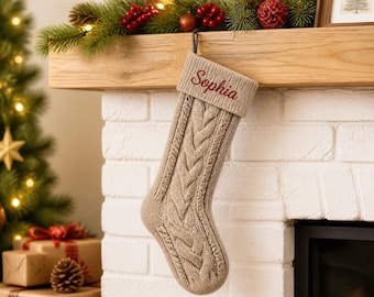 Personalized Christmas Stocking, 2026 Knit Family Stocking with Name, Personalized Holiday Mantel Decor, Holiday Gift for Family
