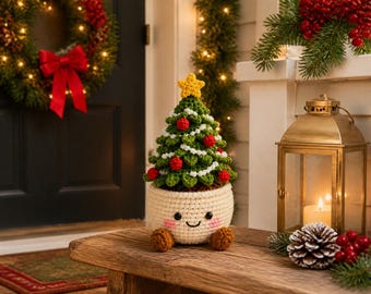 Crochet Christmas Potted Plant, Poinsettia Flower Design, Festive Table Decoration, Seasonal Home Accent, Christmas Gift for Mom