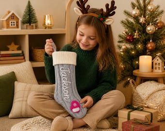 Personalized Christmas Stocking, 2026 Knit Family Stocking with Name, Custom Holiday Mantel Decor, Personalized Holiday Gift