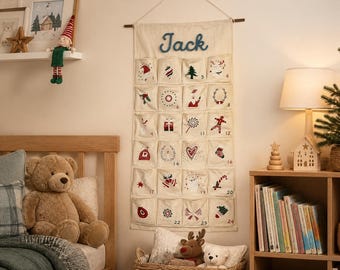 Custom Family Advent Calendar, Christmas Countdown Wall Hanging, Christmas Room Decor, Family Christmas Gift