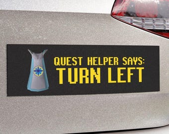OSRS Quest Helper Car Magnet, Turn Left Funny Driving Magnet, RuneScape Gamer Gift, Quest Cape Vehicle Magnet