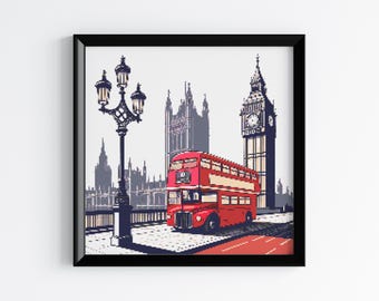 United Kingdom Travel Xstitch – Stickdatei Stadtbild Grossbritannien (Instant Download)