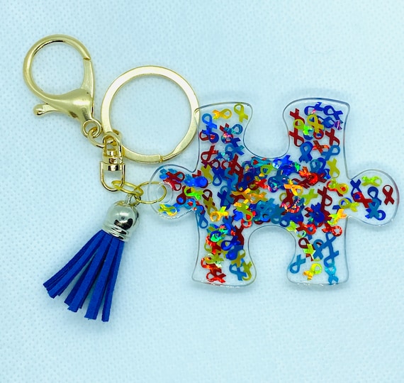 Autism puzzle piece keychain deals