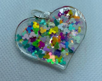 Heart-Shaped Mickey Mouse ears/Disney pendant-Can also be made into a key chain-Valentines Day gift, Disney gift