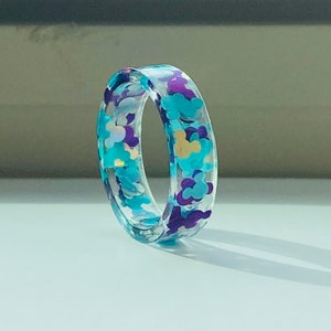 Mickey Mouse Ears/Disney-Inspired jewelry-Resin Ring-Purple, turquoise & silver Mouse ears resin ring, Wedding-Engagement ring