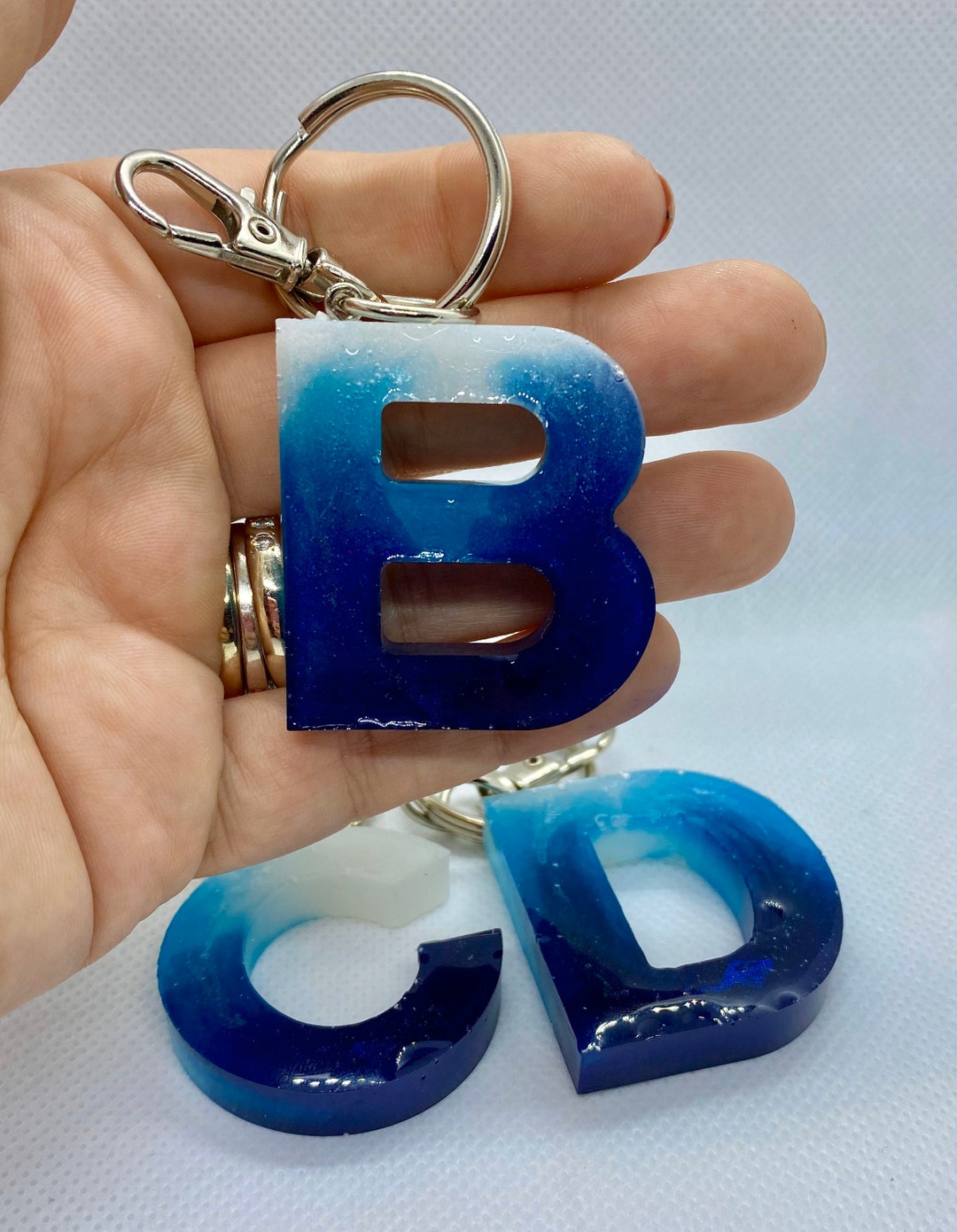 Boy Letter Resin Keyring Buy Ocean Blue Resin Initial Keychain