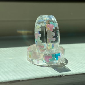 Mickey Inspired Mickey Mouse Ears/Disney jewelry-Resin Ring-Iridescent and pastel colored Mickey Mouse ears in clear resin