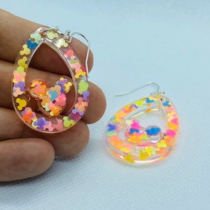 Mickey Inspired Mickey Inspired Mouse Disney-Inspired Jewelry Earrings-Neon ears in clear resin as earrings, anniversary or birthday gift