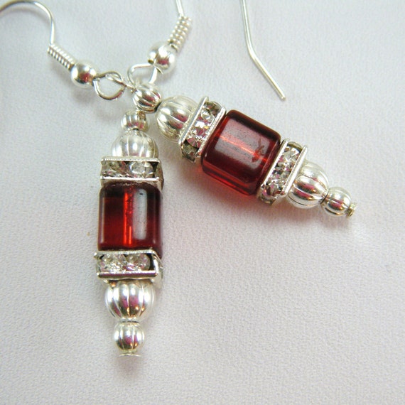 Items similar to Red Drop Earrings / Dangle Earrings / Red Earrings ...