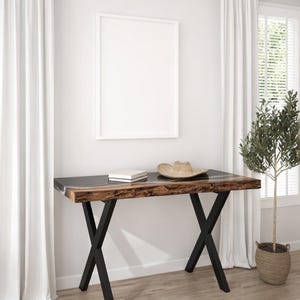 Epoxy Resin Console Table, Live Edge Table, Slim Console Table, Hallway, Entryway, Narrow Console Table, Interior Furniture, Made to Order image 8