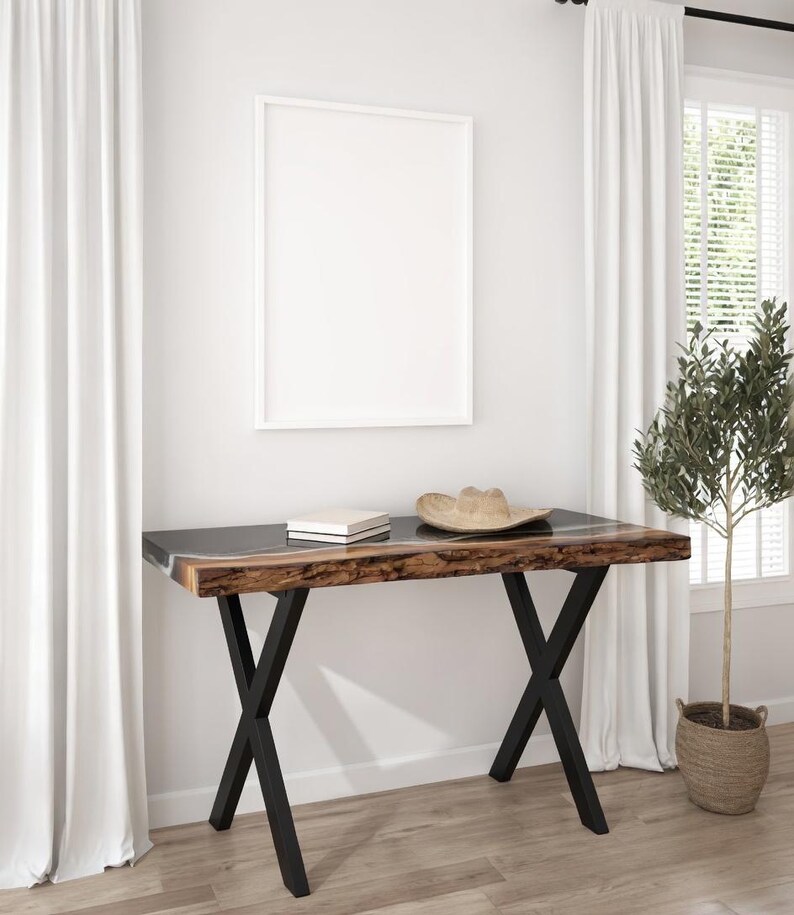 Epoxy Resin Console Table, Live Edge Table, Slim Console Table, Hallway, Entryway, Narrow Console Table, Interior Furniture, Made to Order image 8
