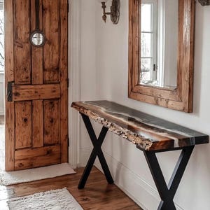 Epoxy Resin Console Table, Live Edge Table, Slim Console Table, Hallway, Entryway, Narrow Console Table, Interior Furniture, Made to Order image 5