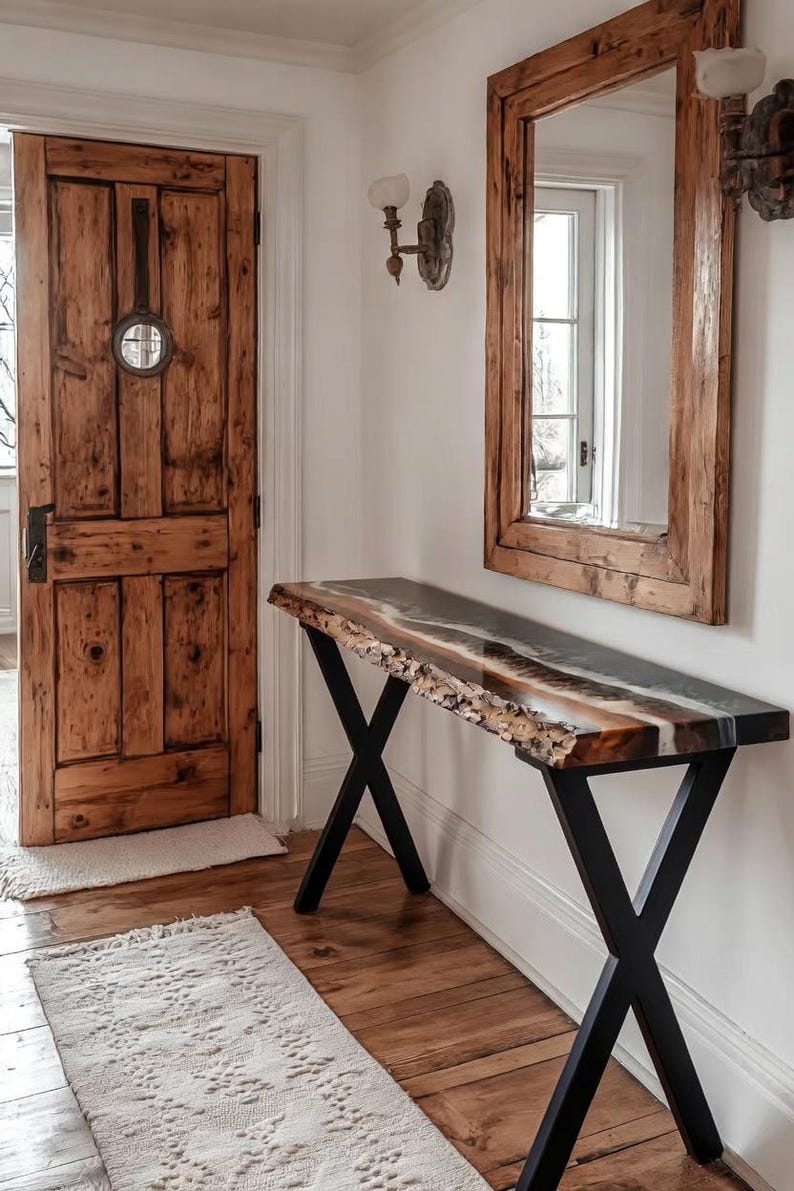 Epoxy Resin Console Table, Live Edge Table, Slim Console Table, Hallway, Entryway, Narrow Console Table, Interior Furniture, Made to Order image 5