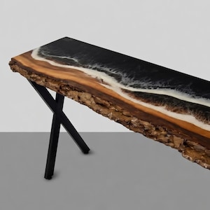 Epoxy Resin Console Table, Live Edge Table, Slim Console Table, Hallway, Entryway, Narrow Console Table, Interior Furniture, Made to Order image 9