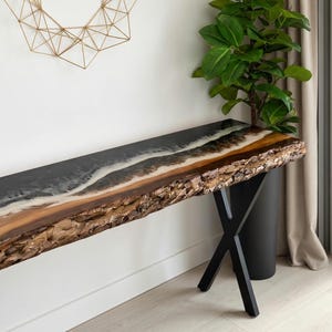Epoxy Resin Console Table, Live Edge Table, Slim Console Table, Hallway, Entryway, Narrow Console Table, Interior Furniture, Made to Order image 3