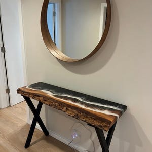 Epoxy Resin Console Table, Live Edge Table, Slim Console Table, Hallway, Entryway, Narrow Console Table, Interior Furniture, Made to Order image 7