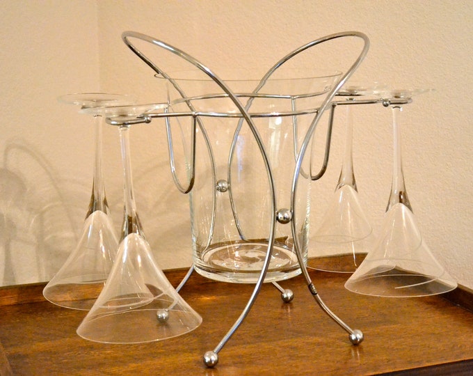 Retro Mad Men Style Glass Martini Set Vintage Barware With Etsy