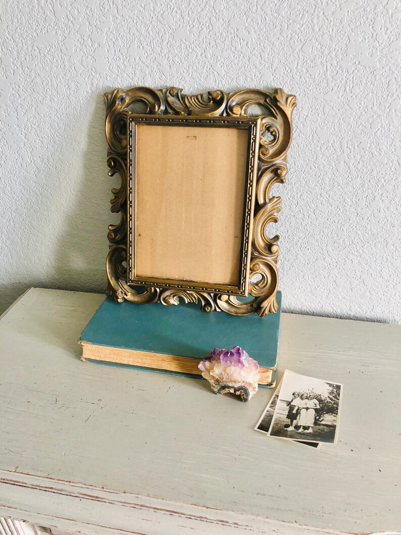 Vintage Picture Frame / 5x7 In Lovely Gold Tone Resin / ornate Etsy