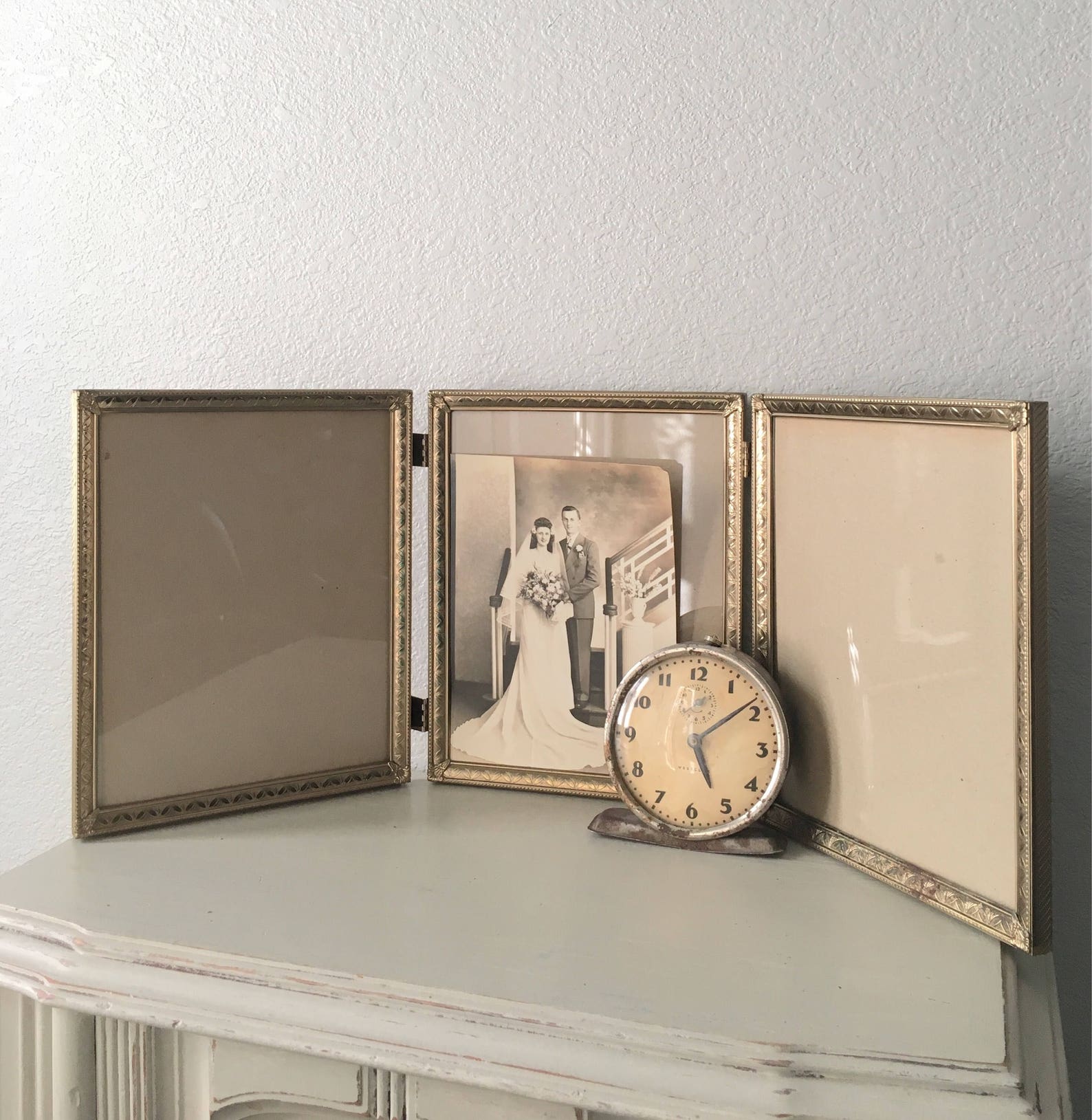 Vintage Picture Frame 8x10 Hinged Triple Trifold in Lovely Etsy