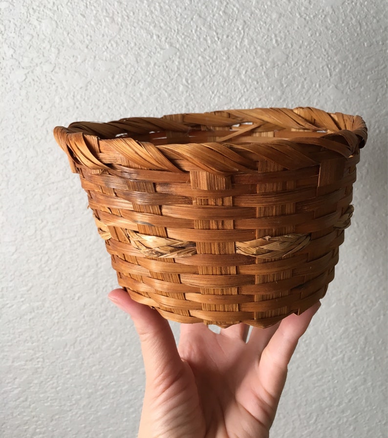 Vintage Basket Planters set of 3 Handmade Woven Bamboo Wicker Boho Style Bohemian Home Decor eclectic home