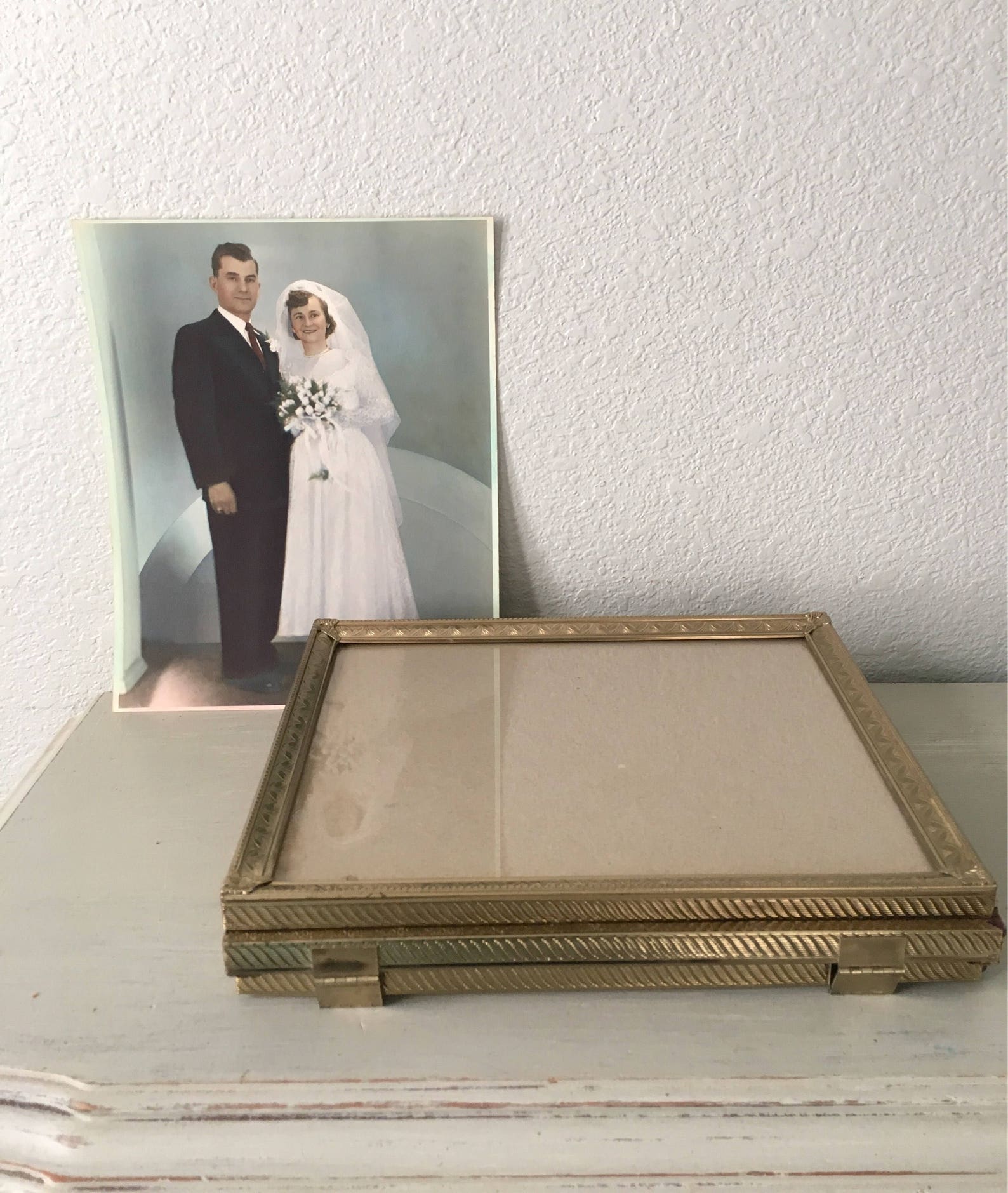 Vintage Picture Frame 8x10 Hinged Triple Trifold in Lovely Etsy