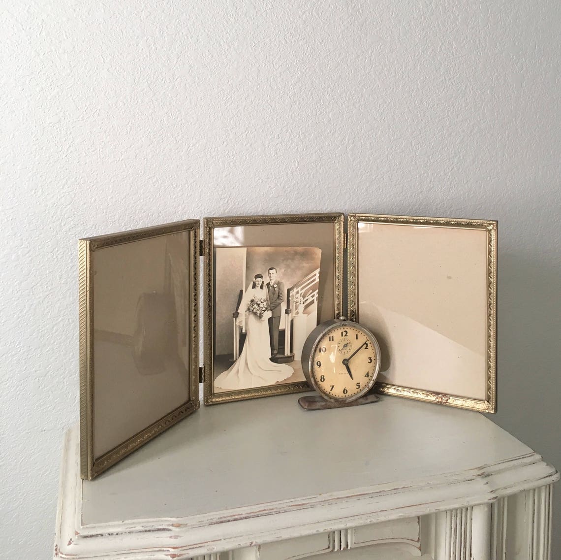 Vintage Picture Frame 8x10 Hinged Triple Trifold in Lovely Etsy