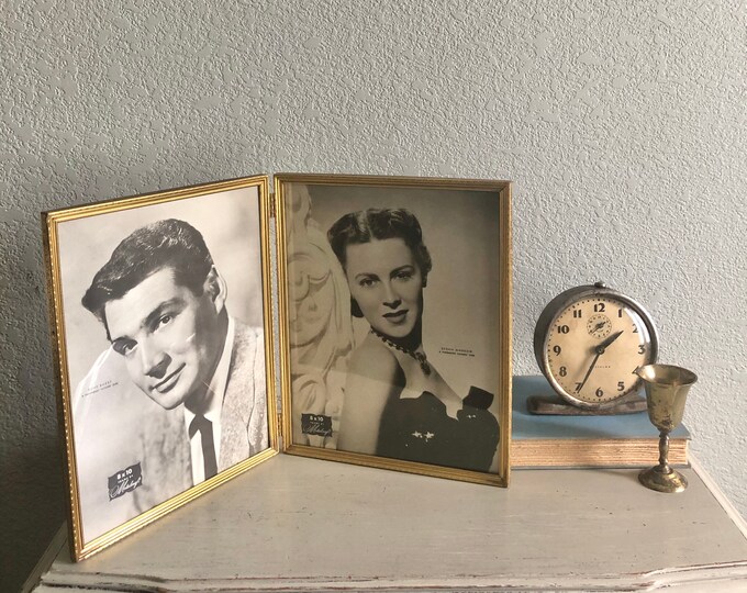 Vintage Picture Frames 8x10 Double Hinged in Lovely Gold Toned Metal