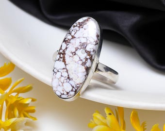 Wild Horse Turquoise Ring, Wild Horse Magnesite Ring, Wild Horse Jasper Ring, 925 Sterling Silver Gemstone Jewelry, Birthday Gift For Her