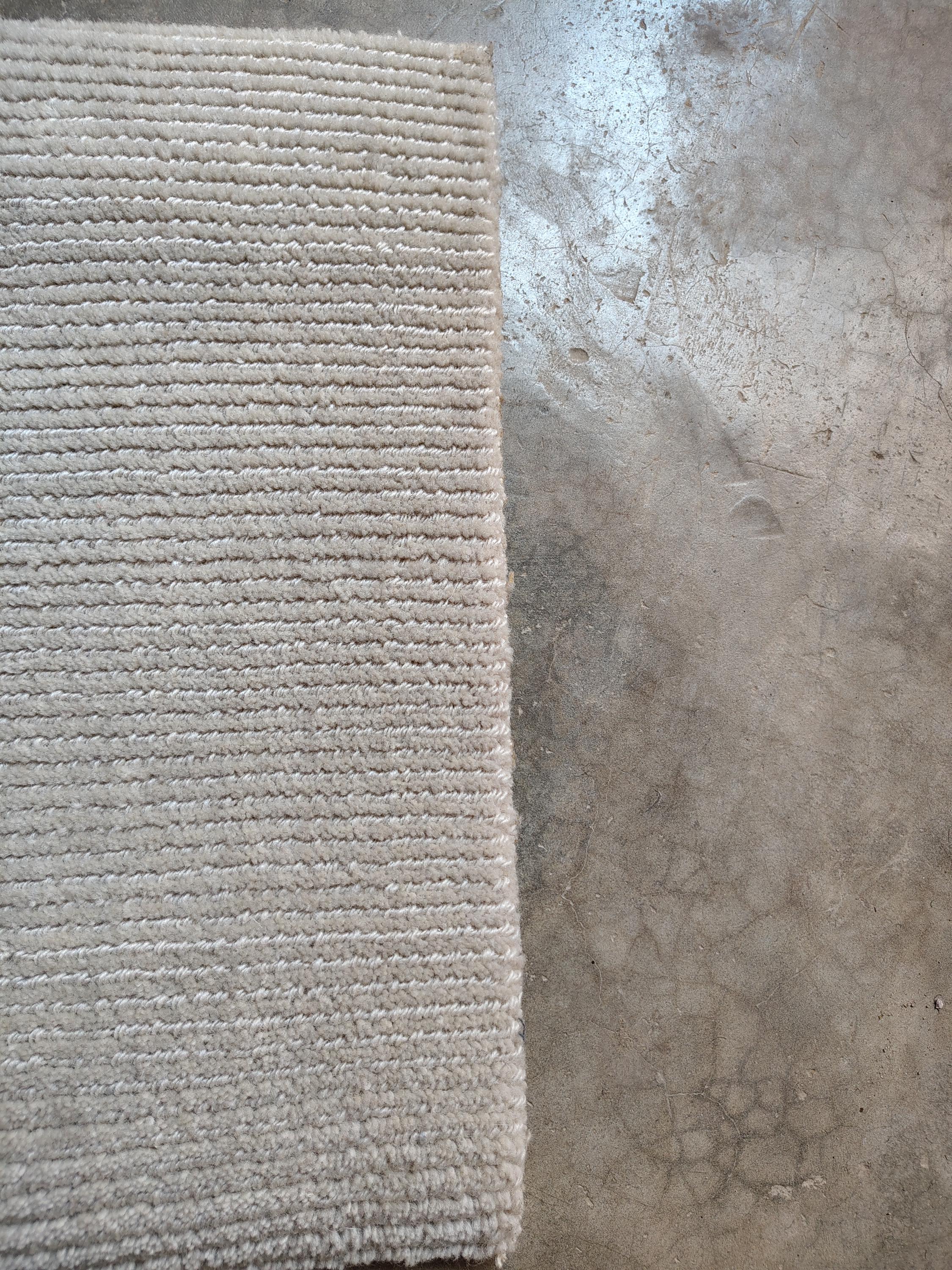Neutral Beige Textured Rug | Handwoven Minimalist Carpet | Soft Modern ...