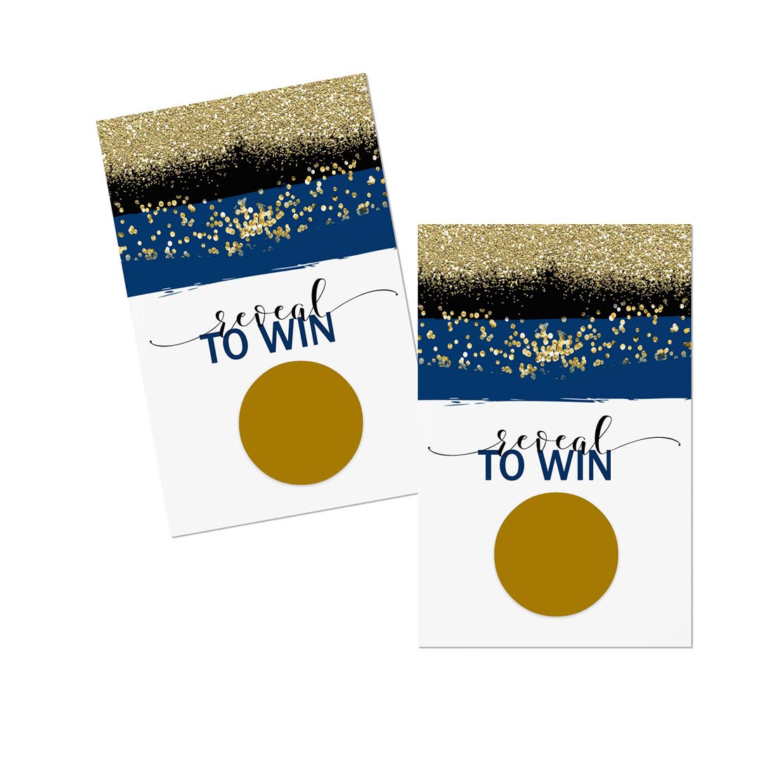 Navy & Gold Scratch off Game Cards 28 Pack Elegant Entertainment for ...