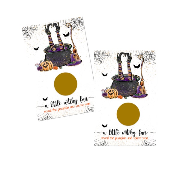 Witchy Fun Scratch Off Game Pack (30 Cards) Halloween Party, Raffle Tickets, Business Drawing, Spooky Events, Bewitching Witch Designs Il_570xn